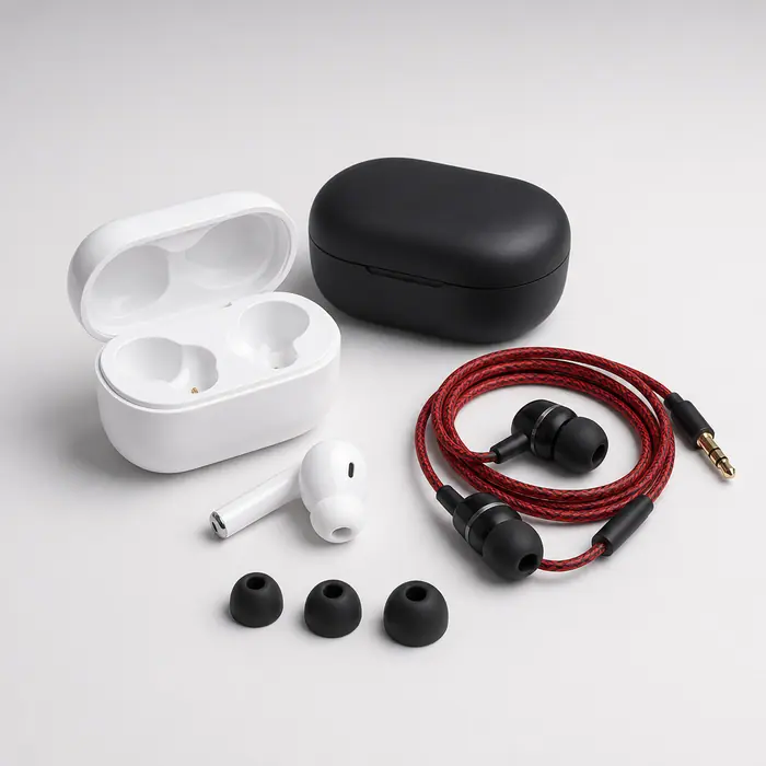 Wireless earbuds with a charging case