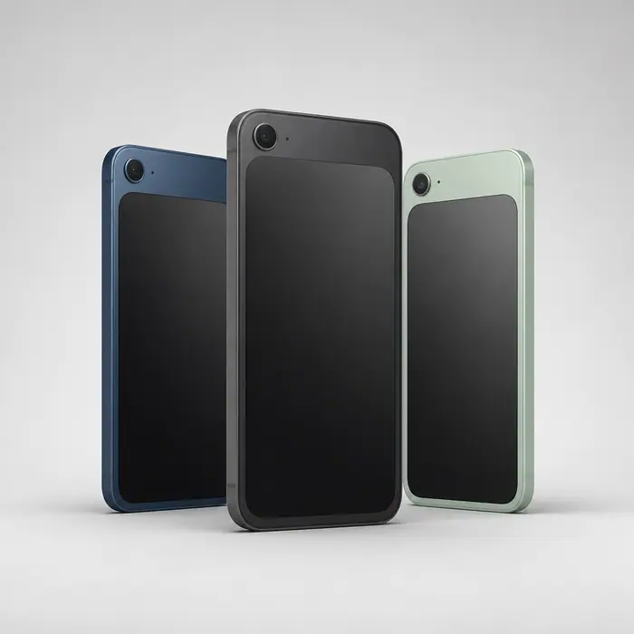 Three smartphones arranged side by side
