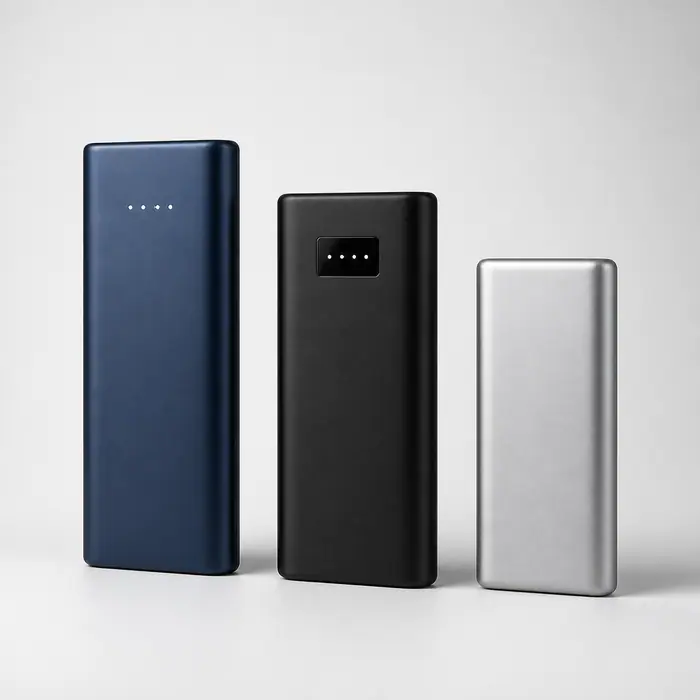 Three power banks standing side by side